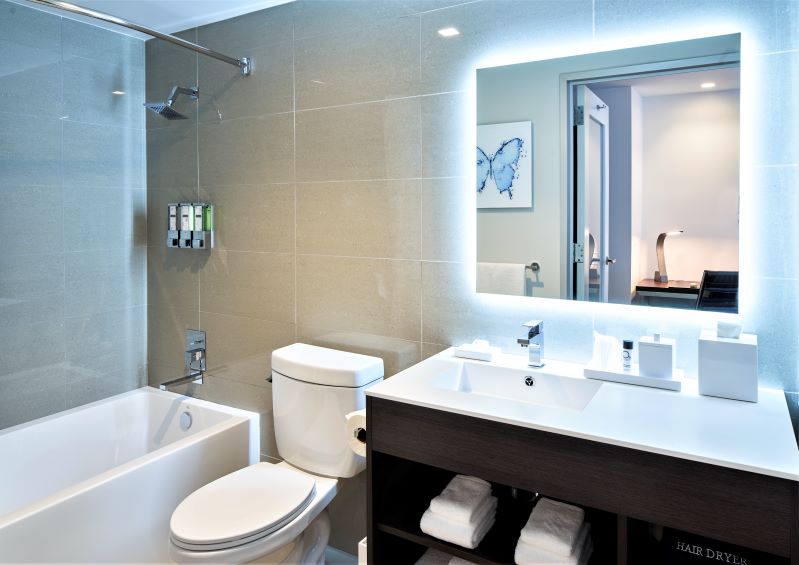 Bathroom amenities in Hotel Mariposa LA